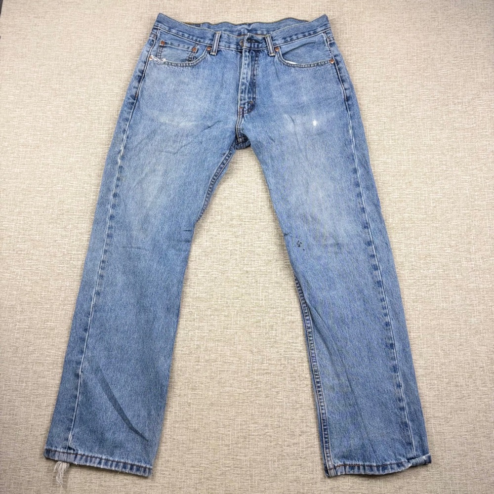 Levis 505 Mens 33x30 Light Distress Jeans Thigh Fade ** Vintage Style ** Denim